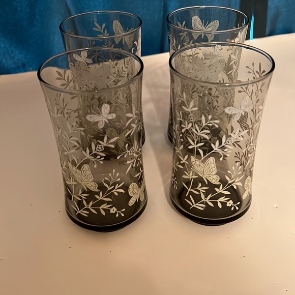 Vintage libby smokey gray monarch butterfly drinking glasses - Picture 3 of 4
